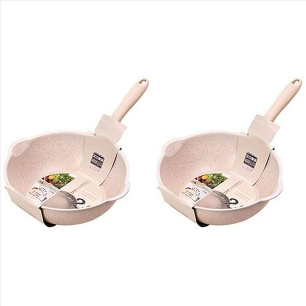 2X Sartén de Piedra Médica de Fondo Engrosado Sartenes Antiadherentes Multifunción Olla de Turrón Profundo Sartén Wok de Boca Grande 20cm