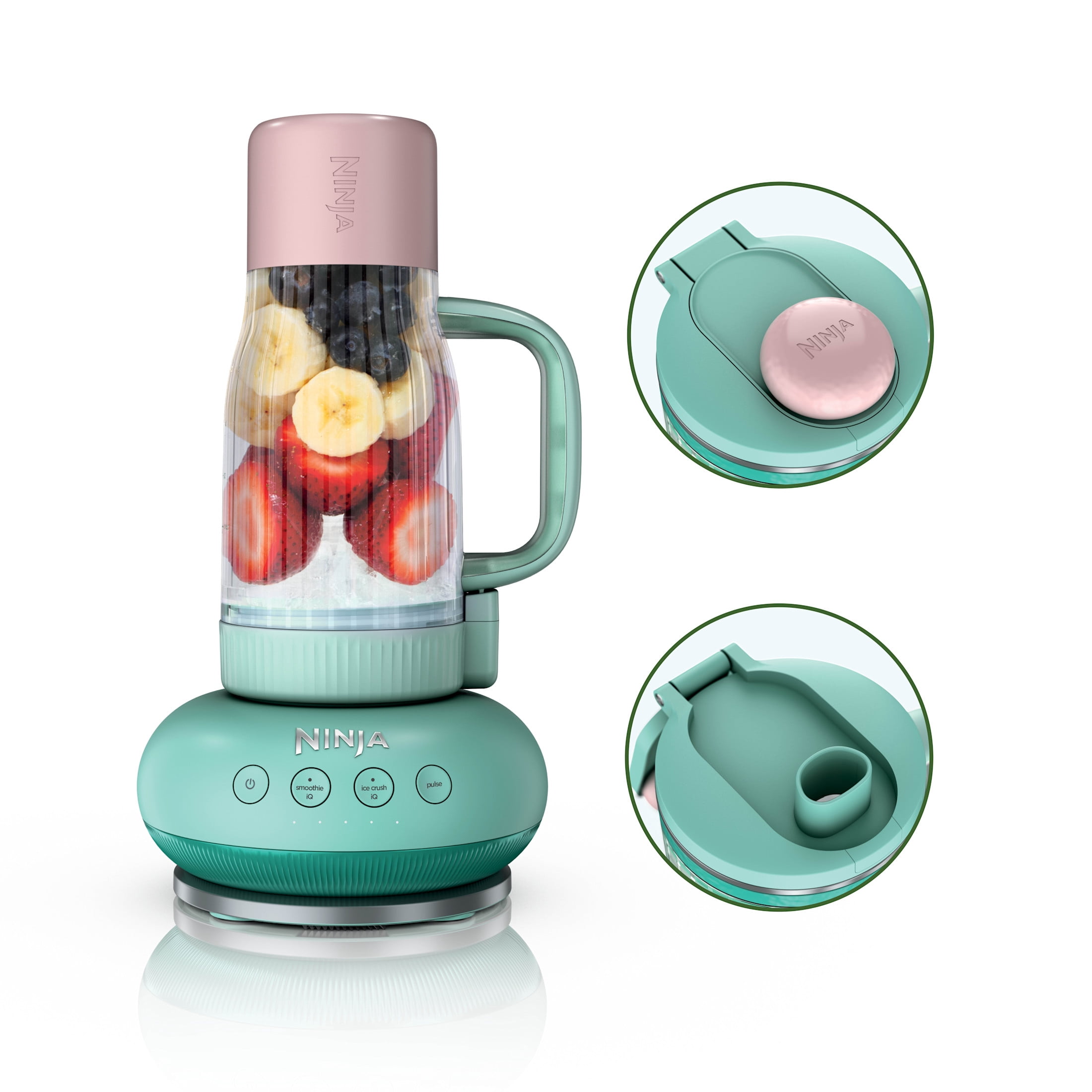 Ninja BlendBOSS 24-Oz Personal Blender, for Smoothies & Frozen Drinks, Travel Tumbler with LeakProof Lid and Chug Spout, Auto-iQ Technology, 1200 Peak Watts, DB300MT Mint Cotton Candy