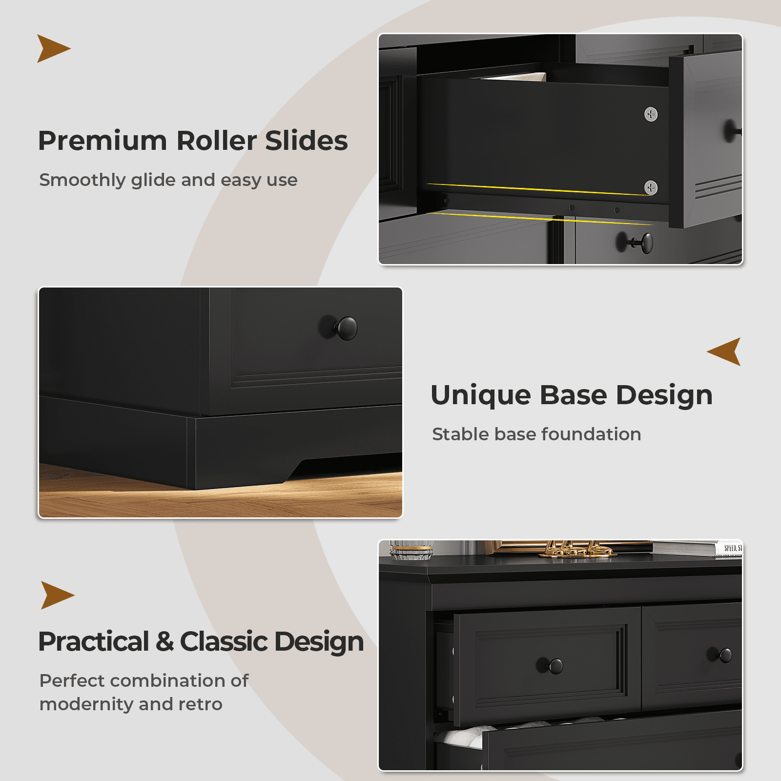 Plonmago Black Dresser for Bedroom,10 Drawers Dresser, 55" Wood Large Dressers with 10 Drawers, Chest of Drawers for Bedroom, Living Room
