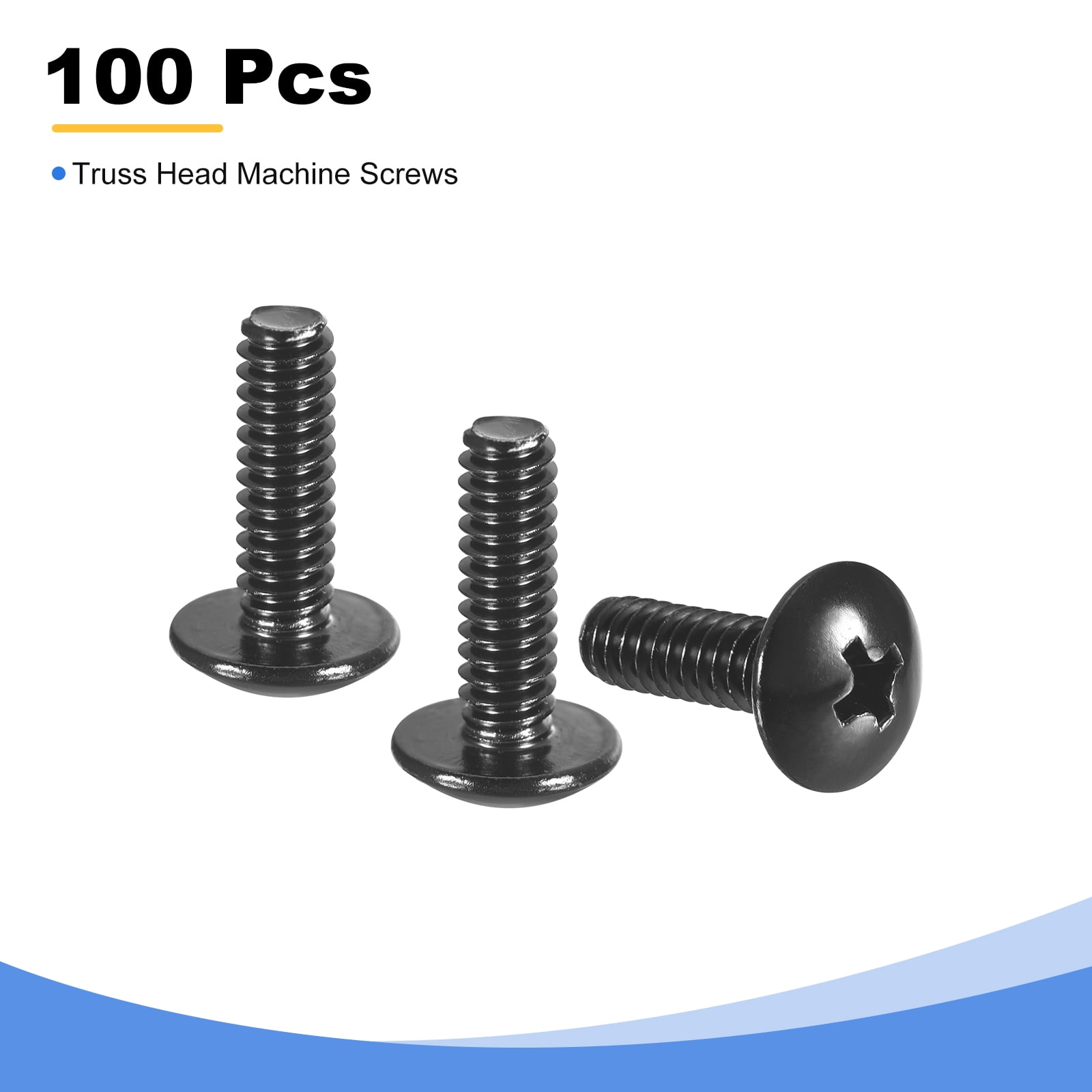#10-24 x 5/8" Truss Head Phillips Machine Screws, 304 Stainless Steel, Black Oxide Finish, 100 Pack