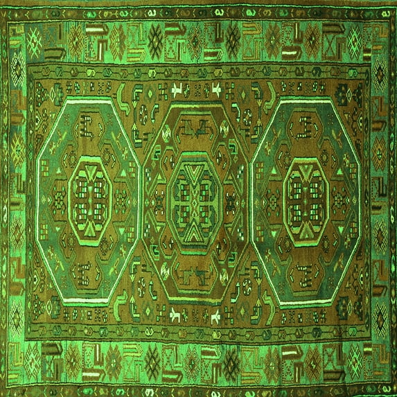 Ahgly Company Indoor Square Persian Green Traditional Area Rugs, 7' Square