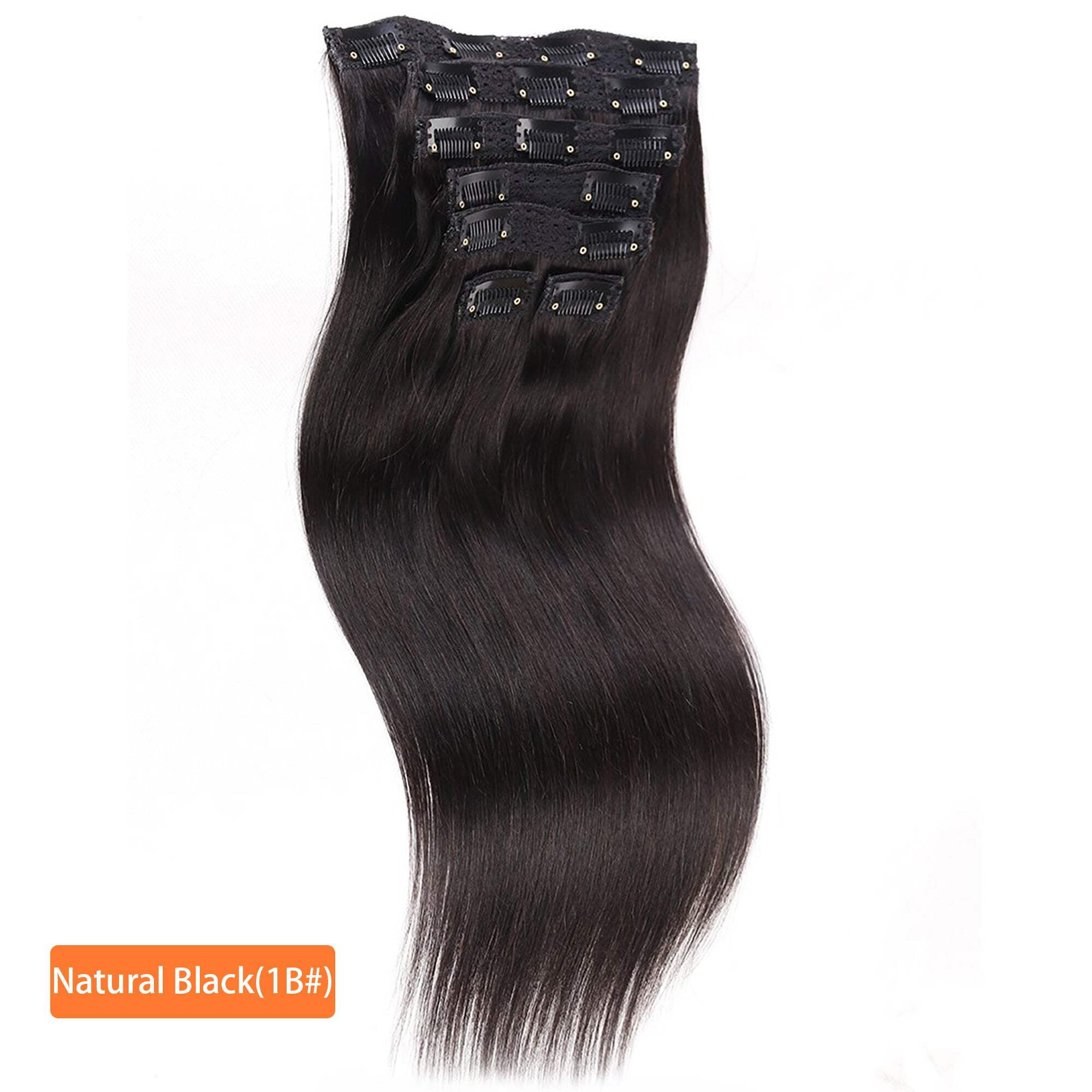 120 Gram 16“-22” Straight Clip in Human Hair Extensions Double Weft Straight clip in Brazilian Virgin Human Hair Full Head 7 Pieces/set