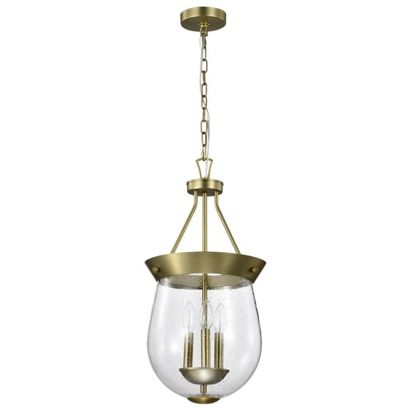Nuvo Lighting Boliver 3 Light Pendant - 11 Inches - Vintage Brass Finish - Clear Seeded Glass - Vintage Brass