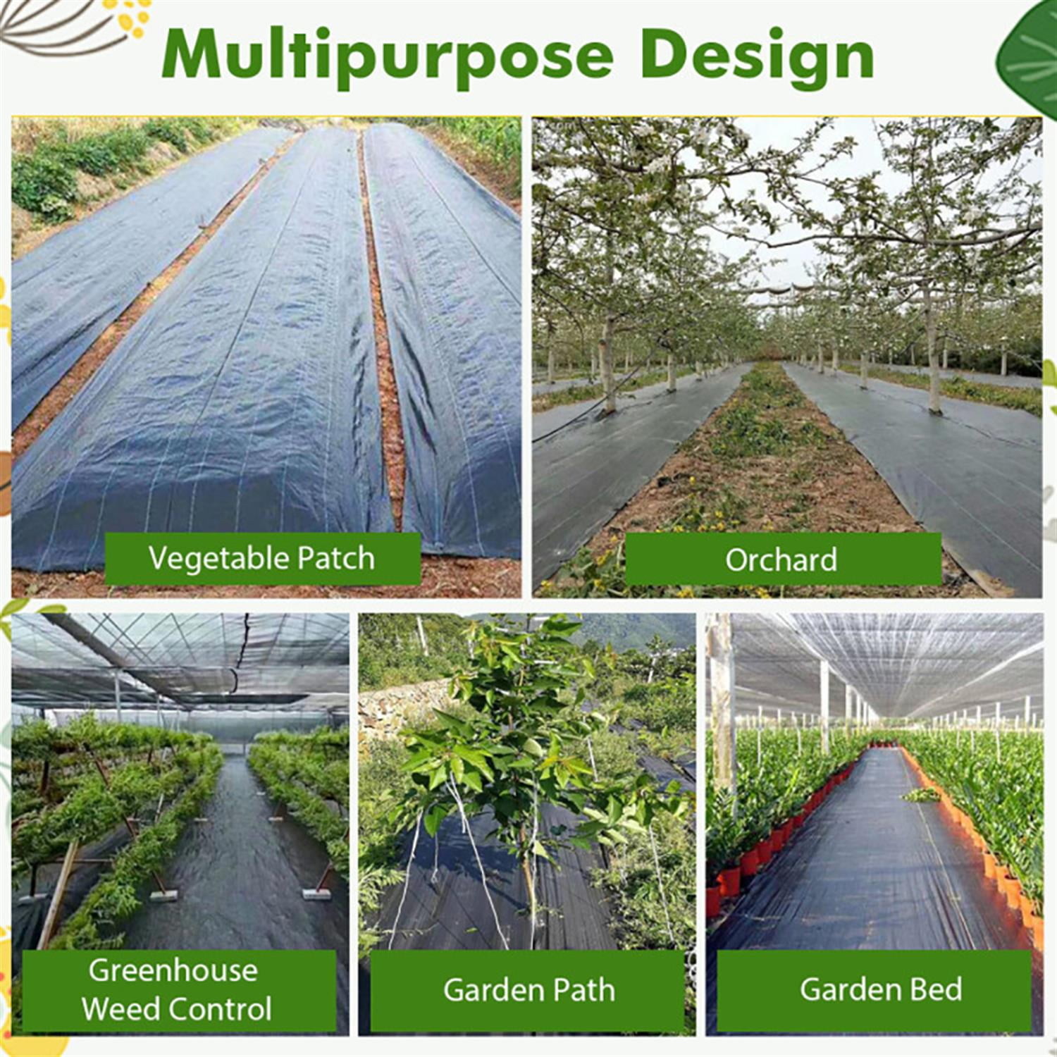 Spaco 4 x 250 ft Weed Barrier Landscape Fabric Heavy Duty, Weed Block Gardening Ground Cover Mat, Weed Control Garden Cloth, Black