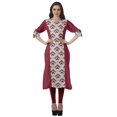 thumbnail image 2 of Moomaya Kurtis Droits Imprimés pour Femmes, Col en V, Manches Retroussables, Kurta Tunique, 2 of 6