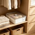 thumbnail image 4 of Linnome Underwear Storage Box 3 Partition Compartment Clear Lid Plastic Sock Bra Panties Drawer Organizer Wardrobe Closet Intimates Sorting Container, 4 of 6