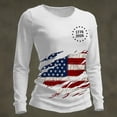 thumbnail image 2 of Women's Patriotic Long Sleeve T-Shirts 250th Anniversary American Flag Gradient Print Crewneck Slim Fit 4th of July Casual Tops , #01 White, M, 2 of 3