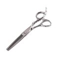 thumbnail image 4 of Juego de tijeras de peluquería profesionales de 6 pulgadas, acero inoxidable 440C, kit de barbería con tijera de entresacar., 4 of 5