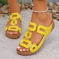 thumbnail image 4 of Comfortable Sandals for Women,Walking Sandals Women,Women's Wedge Sandals Slip - on Summer Sandals with Metallic Accents Comfortable Dressy Platform Wedges Casual Daily Walking,Yellow,6, 4 of 5