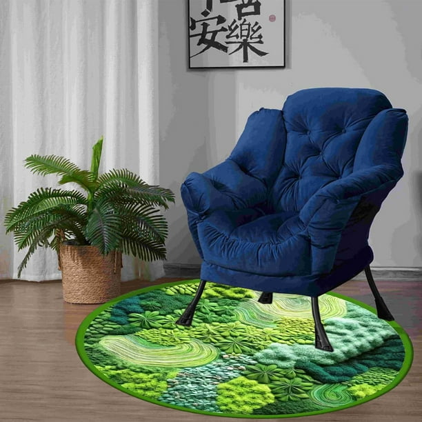 Alfombra verde musgo redonda, imitación, estera para el suelo para dormitorio y sala de estar, antideslizante, canasta colgante para balcón, manta para la cama, falsa piel