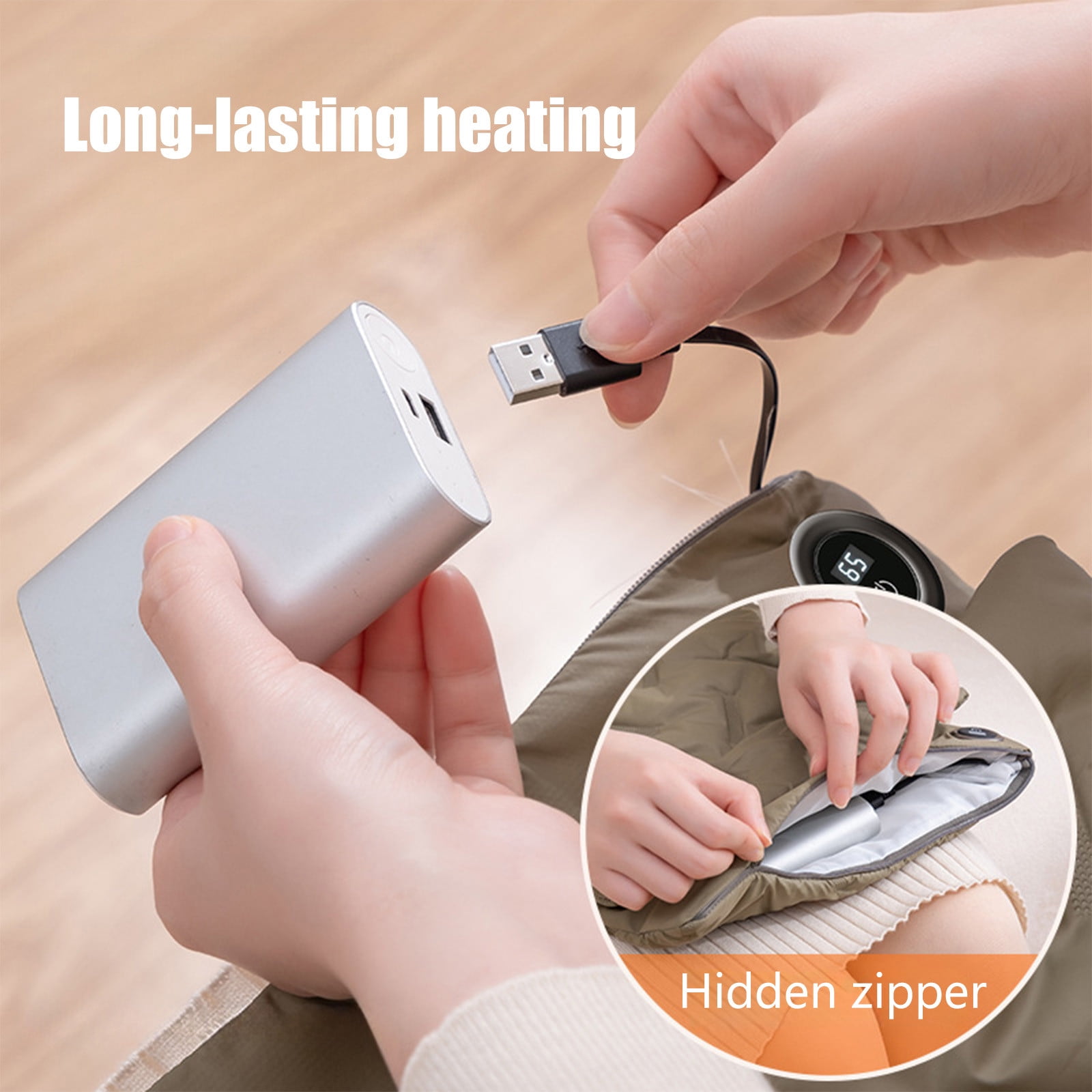 USB Hand Warmer Bag Multifunctional Portable Electric Heated Hand Warmer, Explosion Proof Digital Temperature Control for Home Office Travel Use
