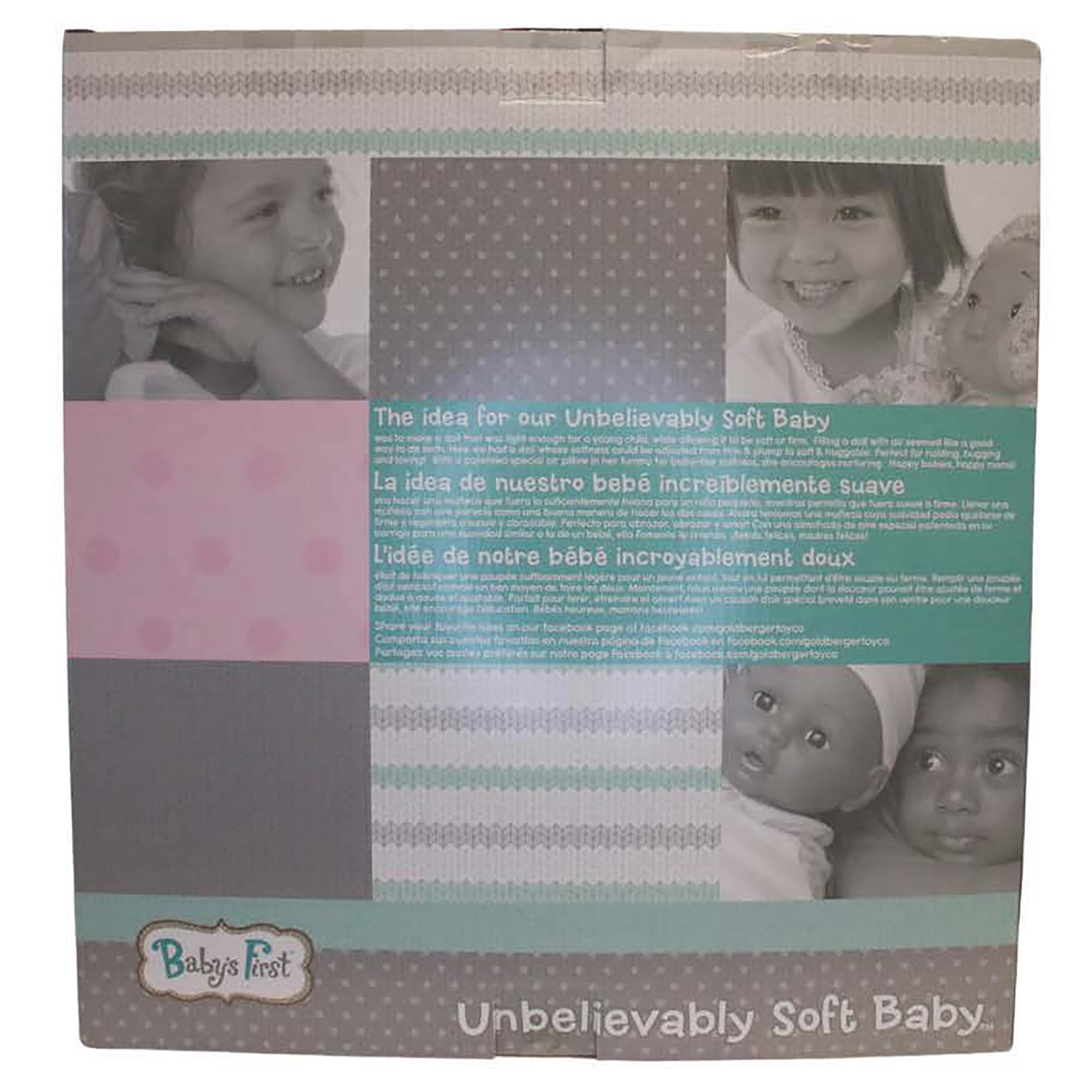 Goldberger Baby's First 19" Unbelievably Soft Baby Doll in Gray Striped PJs. Patented "Air Pillow" Tummy - Super Light and Huggable - For Toddlers 2 Years & Up