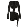 thumbnail image 3 of Vestido Conjunto de falda corta con top irregular para mujer, ropa informal ajustada transparente Kuymtek Negro T M para Mujer, 3 of 9