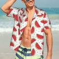 thumbnail image 5 of Lsque Watermelon pattern Hawaiian Shirt for Men, Unisex Summer Beach Casual Short Sleeve Button Down Shirts-Small, 5 of 9