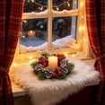 thumbnail image 5 of Christmas Candle Ring Artificial Leaves Wreath Mini Candle Holder Garland Table Centerpiece Decor Mantel Shelf Home Decoration Holiday Party Winter Ornament Festive Dining Accent, 5 of 6