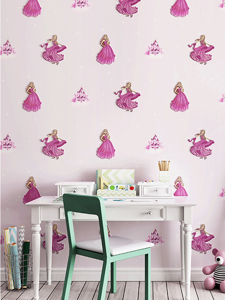 DIY Girl Princess Room 3D Cartoon Wallpaper Non-woven Mural Wall Sticker Hotel Restaurant Wallpapers for Living Room TV Sofa Background Wall Covering Decor - image 3 of 9