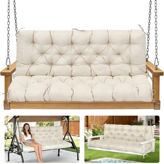 Thankyall Porch Swing Cushions,60 x 40 Inch, 5-Inch Thick Waterproof Oxford for Outdoor Swings Benches Patio Furniture