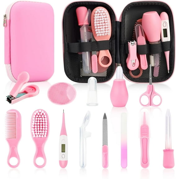 Baby Healthcare and Grooming Kit, 14 in 1 Baby Safety Set Newborn Nursery Health Care Set with Hair Brush Scale Nail Clippers for Baby Girls Boys