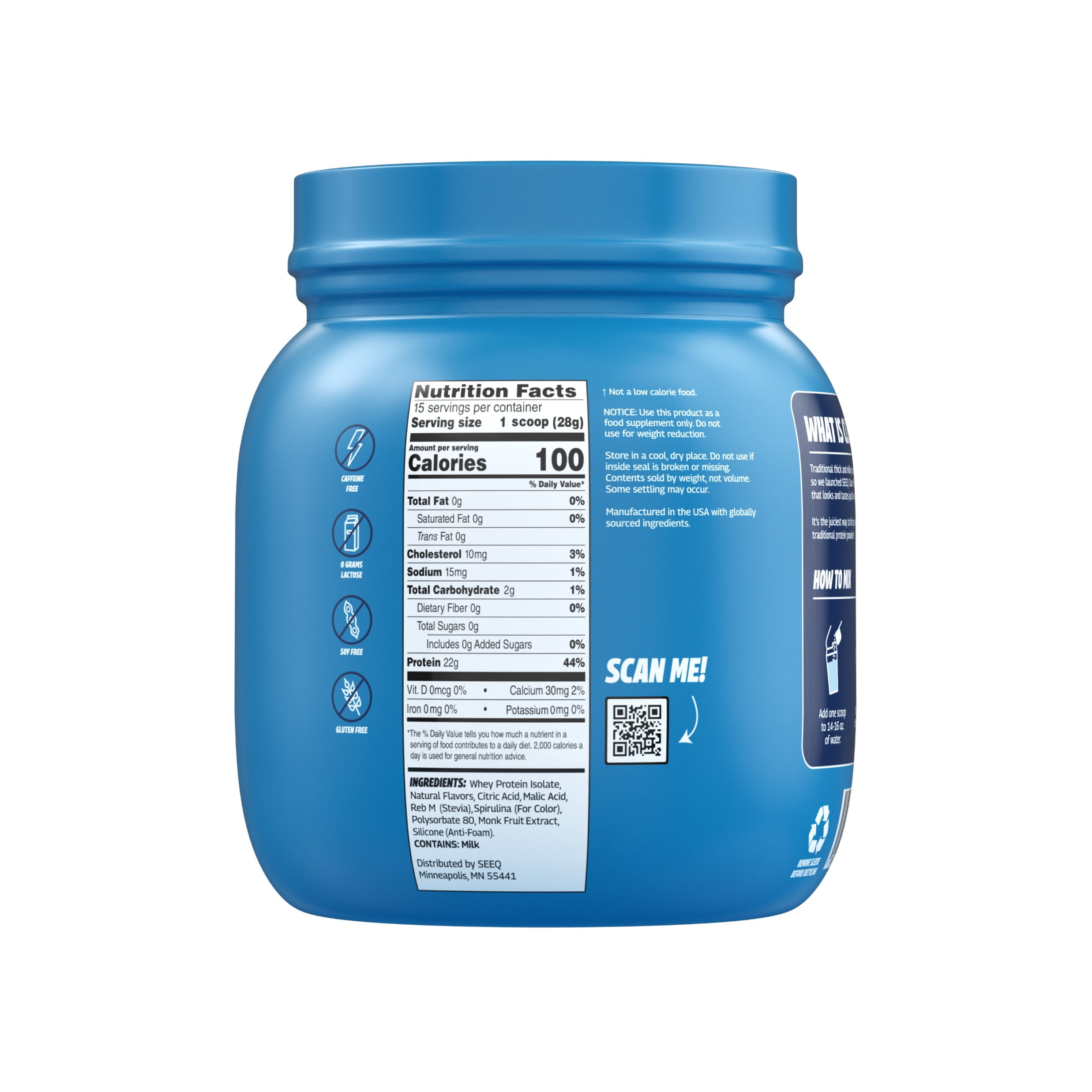 Seeq Clear Protein Powder - Blue Razz Freeze-15 Servings