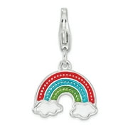Sterling Silver Enameled Rainbow with Lobster Clasp Charm
