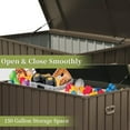 thumbnail image 2 of 150 Gallon Outdoor Storage Deck Box Waterproof, Large Patio Storage Bin for Outside Cushions, Throw Pillows, Garden Tools, Lockable, Resin bottom (Dark Brown), 2 of 6
