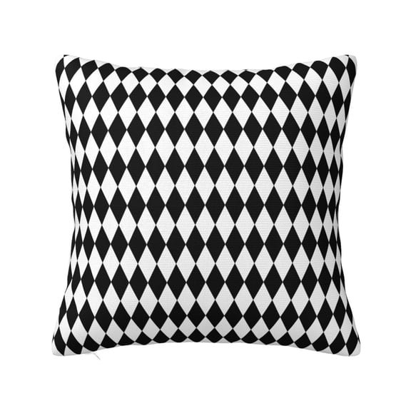 Fuzoiu Black And White Diamonds Print Square Pillow Cover,Hidden Zipper Design,Luxury Square Pillow Case, Throw Pillow,Couch Cushion-12"x12"