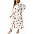 thumbnail image 6 of Plus Size Pajamas for Women Crew Neck Long Sleeve Casual Print Sleep Dress Nightgown Sleepwear, 6 of 9
