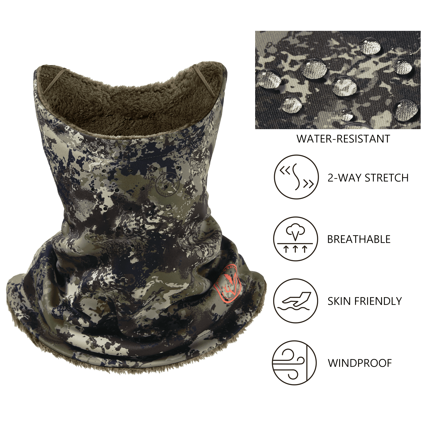 BASSDASH Unisex Winter Neck Gaiter Warmer Insulated Fleece Hunting Face Mask Water Resistant for Fishing Hiking Skiing