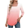 thumbnail image 2 of Nfurl Women's 3/4 Sleeve T Shirt Plus Size Loose Square Neck Blouses Trendy Gradient Graphic Tees for Women Fall 2025 Clothes, 2 of 5