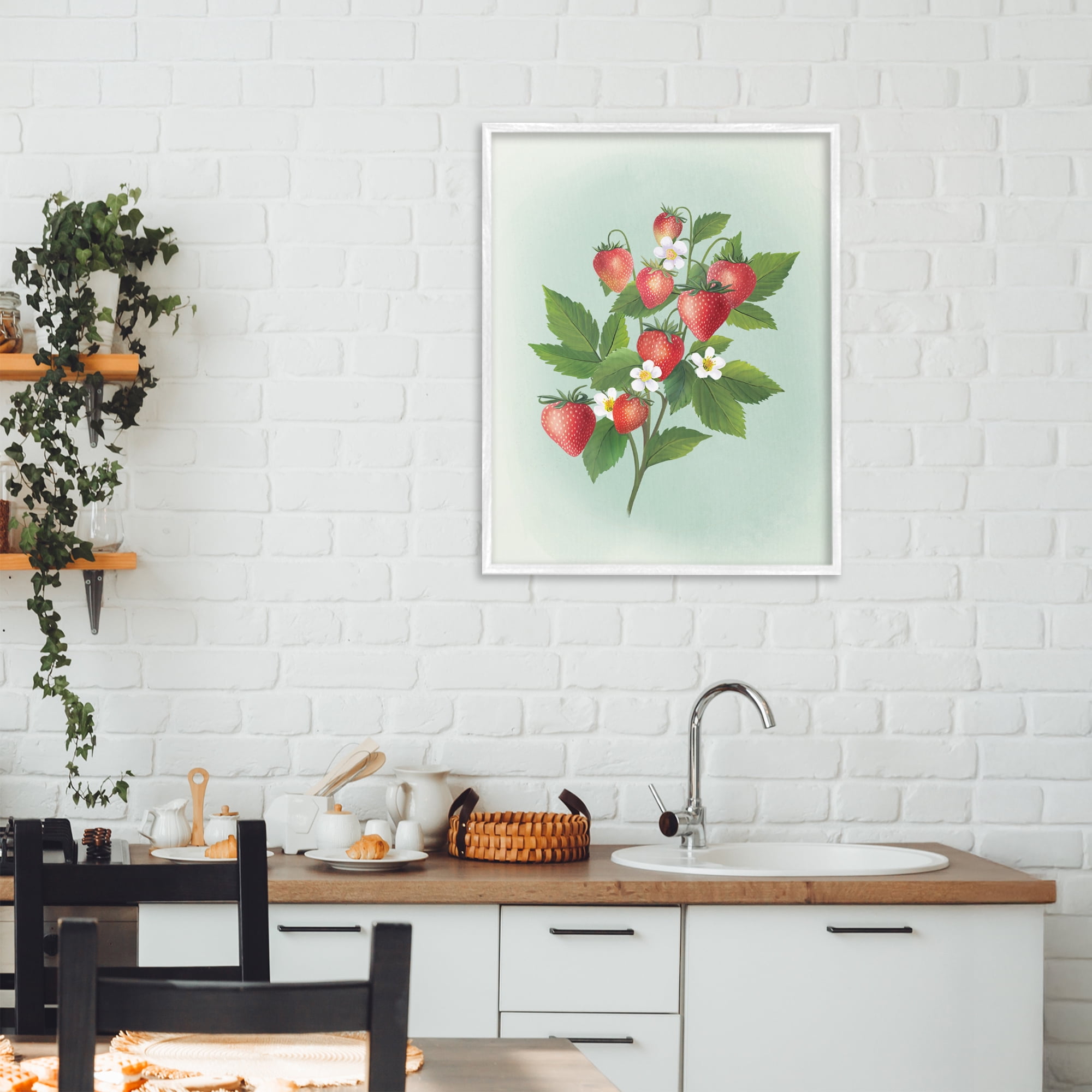 Stupell Industries Vintage Strawberry Bundle White Framed Giclee Art, design by Diane Neukirch