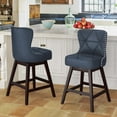 thumbnail image 6 of Dycanpo 26" Swivel Bar Stool with Upholstered Back, for Home Kitchen, Navy Blue, 6 of 6