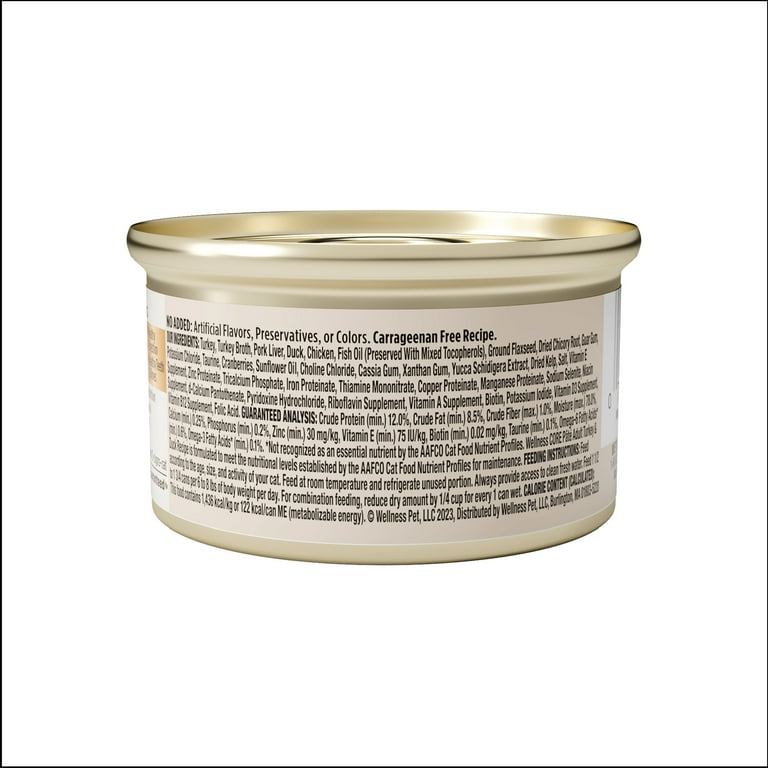 Wellness CORE Grain Free Canned Cat Food, Turkey & Duck Pate, 3