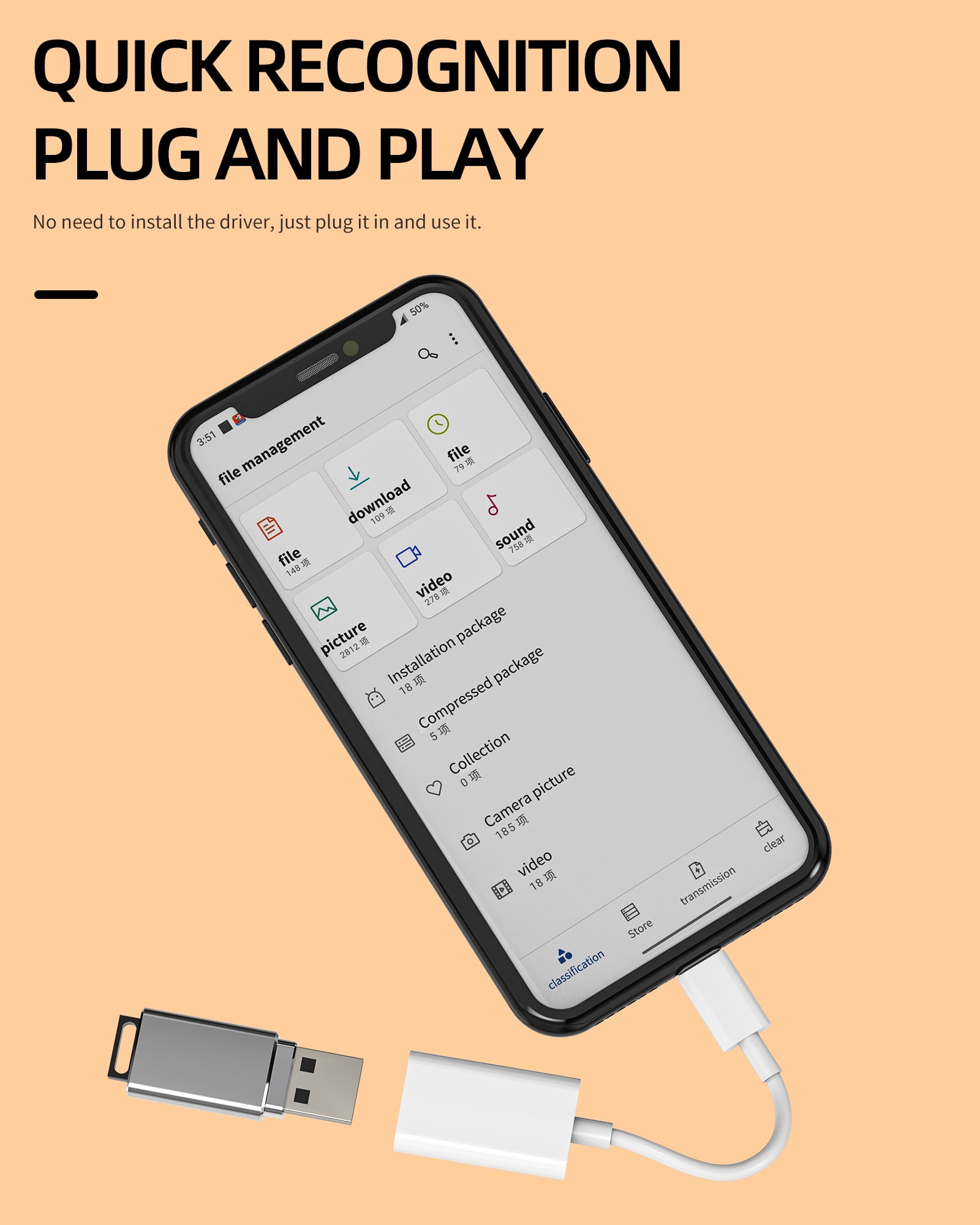 Lightning Male to USB Female Adapter for iPhone14 13 12 pro max for iPad Digital Camera OTG 3.0 Data Transfer Dongle Flash Drive Memory Card Reader for Apple Aux Cord Hub Keyboard Mouse Car Converter