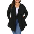thumbnail image 1 of Suéter de mujer de talla grande GRACE & GRANDEUR, cardigan de manga larga con frente abierto y dobladillo irregular 3X negro, 1 of 1