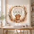 thumbnail image 5 of Highland Cow in Botanical Wreath with Inspirational Text, Boho Style for Farmhouse Decor Lovers, Bohemian Wall Art, Back to School Gift, Tapestry Wall Hanging for Bedroom, Living Room and Dorm, 5 of 7