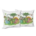 thumbnail image 6 of Ambesonne Colorful Throw Pillow Cover 2 Pack, Cartoon Group Dinosaur, 24", Multicolor, 6 of 6