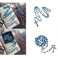 thumbnail image 2 of Handmade Round Glass Bead Catholic Rosary Necklace Cross Pendant Religious Necklace Long Chain Chokers Player Religious, 2 of 4