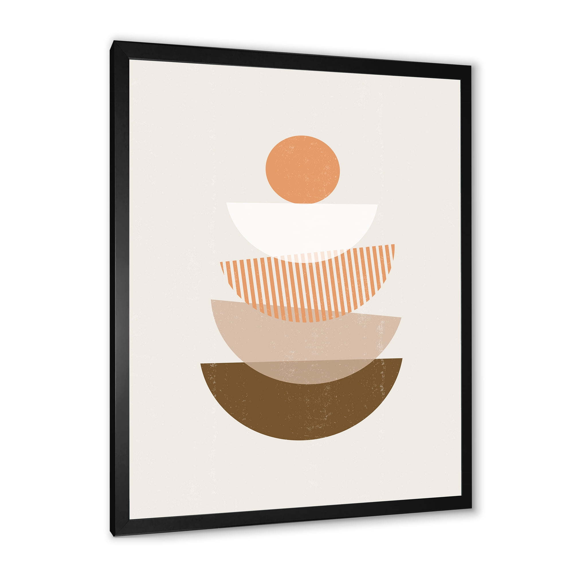Designart 'Abstract Moon and Sun Geometrics In Terracotta I' Modern Framed Art Print
