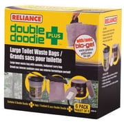 Reliance Products Double Doodie Plus With Bio-Gel | Large Portable Toilet Waste Bags | Family-Sized 6 Pack