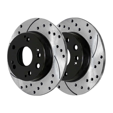 For 2009-2014 2015 Pilot 2011-2017 Odyssey Rear Drilled Slotted Brake Rotor Pair