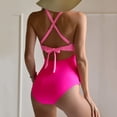thumbnail image 2 of Traje De Baño De Una Pieza Traje De Baño De Una Pieza Traje de baño de una pieza Push Up para mujer Recorte de patchwork de color en contraste (M Pink + Rose), 2 of 7