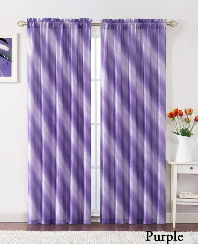 55"x90" One Piece Window Curtain Drapery Sheer Panel Plum Purple and Gold 