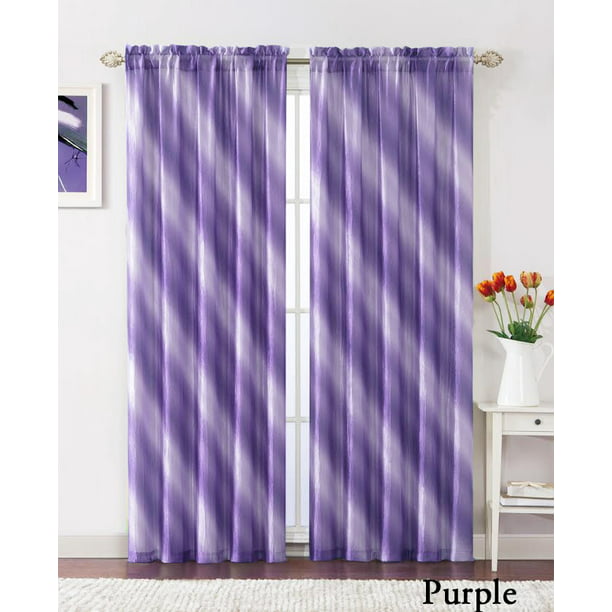 Purple Crushed Taffeta Window Curtain, How To Put Curtains On A Diagonal Window