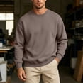 thumbnail image 3 of CYiJun Men's Crewneck Sweatshirts Lightweight Long Sleeve Casual Pullover Fleece Sweatshirt, 3 of 6
