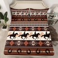 thumbnail image 2 of Homewish Rustic Cowgirl Cowboy Full Size Sheets, Vintage Brown Western Aztec Bed Sheets, Farmhouse Horse Shoes Sheet Sets, Luxury Bedroom Decor, 4 Pieces, 2 of 7