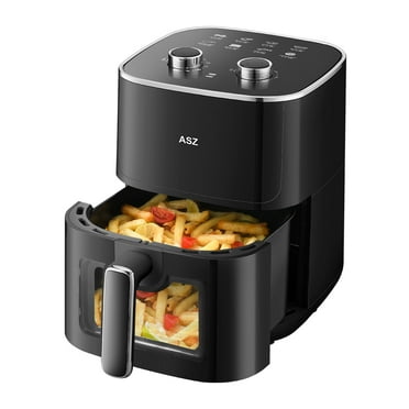 ASZ 5qt Air Fryer Compact Knob with Window 1400W Visual Basket 400℉ New Black