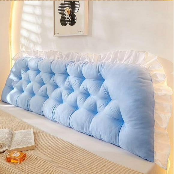 Large Triangular Headboard Pillow 47.2x19.6in, Backrest Positioning Support Bed Bolster Rests Reading Pillow, Removable Cover Soft Headboard Cushion Backrest Pillow for Sitting in Bed, Blue