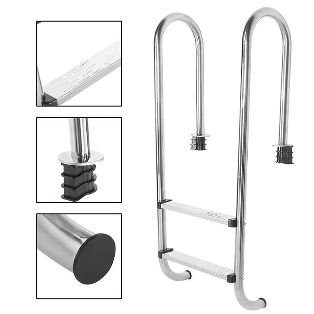 Anti Slip Pool Ladder, Smooth Fashionable Beautiful Appearance Stainless Steel Pool Ladder, for Large Swimming Pools Private Open Air Entertainment
