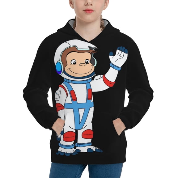 Curious George Boys' Hoodie Realistic 3d Print Graphic Hooded Sweatshirts With Drawstring