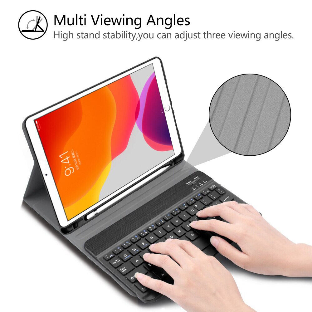 Keyboard Case With Screen Protector For IPad 10.2 9th/8th/7th Gen - Magnetic Detachable Keyboard, Built-in Pencil Holder, Auto Sleep/Wake | Black